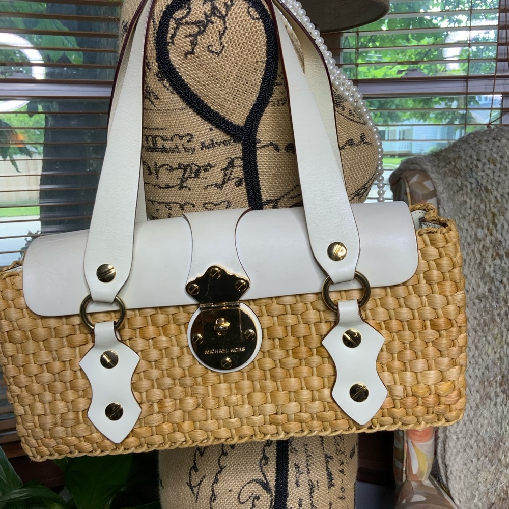 Michael Kors lined straw shoulder bag